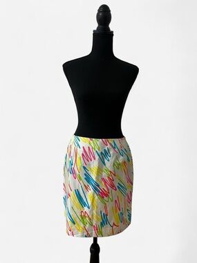Marina Sitbon Kamosho Paris vintage 80s silk mini skirt abstract pop art
